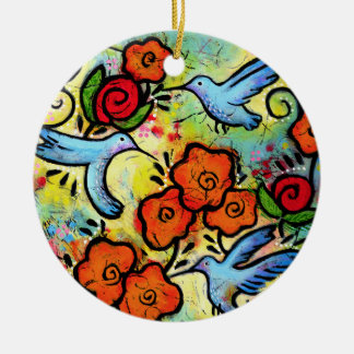 Whimsical Hummingbird Garden Colourful Bird Ceramic Tree Decoration