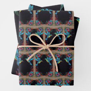 Whimsical Hummingbird Garden Wrapping Paper