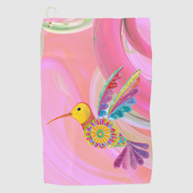 Whimsical Hummingbird          Golf Towel (Front)