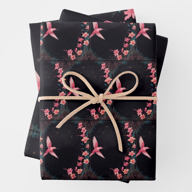  Whimsical Hummingbird Wrapping Paper (In situ)