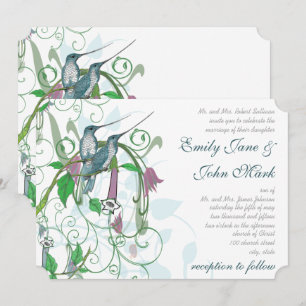 Whimsical Hummingbirds Wedding Invitation #2