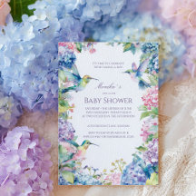 Whimsical Hummingbirds with Hydrangeas Baby Shower