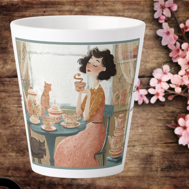 Whimsical humour tea lover mug. latte mug (Mug front)