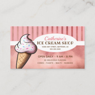 Whimsical Ice Cream Cone   Ice Cream Shop Business Card