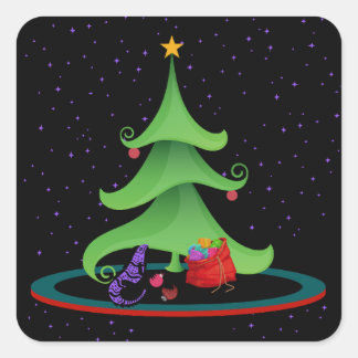 Whimsical Iguana Oh Christmas Tree Star On Top Square Sticker