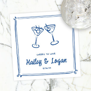 Whimsical Illustrated Cheers To Love Fun Wedding Napkin