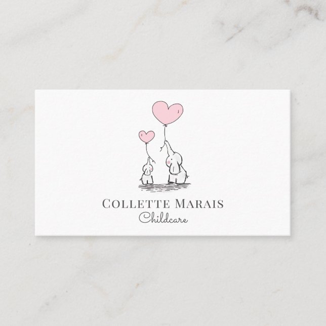 Whimsical Illustrated Childcare Business Card (Front)