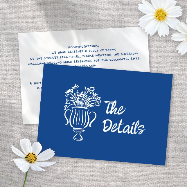 Whimsical Illustrated Floral Wedding Details Info Enclosure Card (Creator Uploaded)