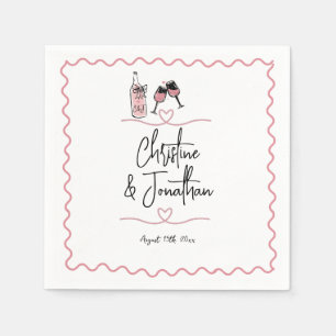 Whimsical Illustrated   Retro Wedding  Napkin