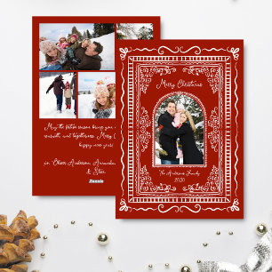 Whimsical Illustrative Christmas Five Photo Holiday Card