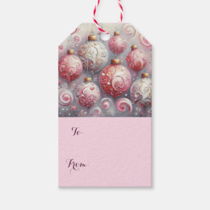Whimsical Impressionistic Christmas Ornaments Pink Gift Tags