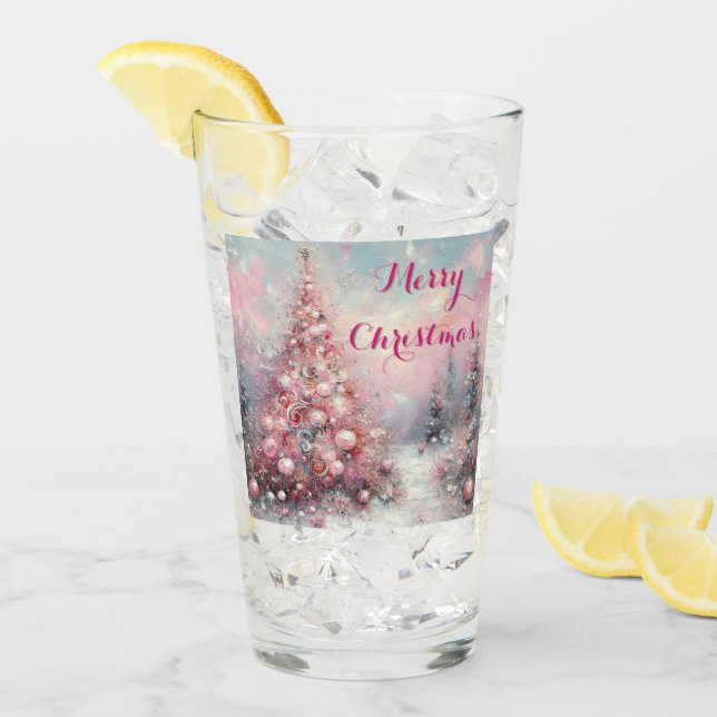 Whimsical Impressionistic Christmas Tree  Glass (Front Ice)