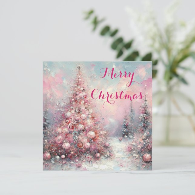 Whimsical Impressionistic Christmas Tree Holiday Card (Standing Front)