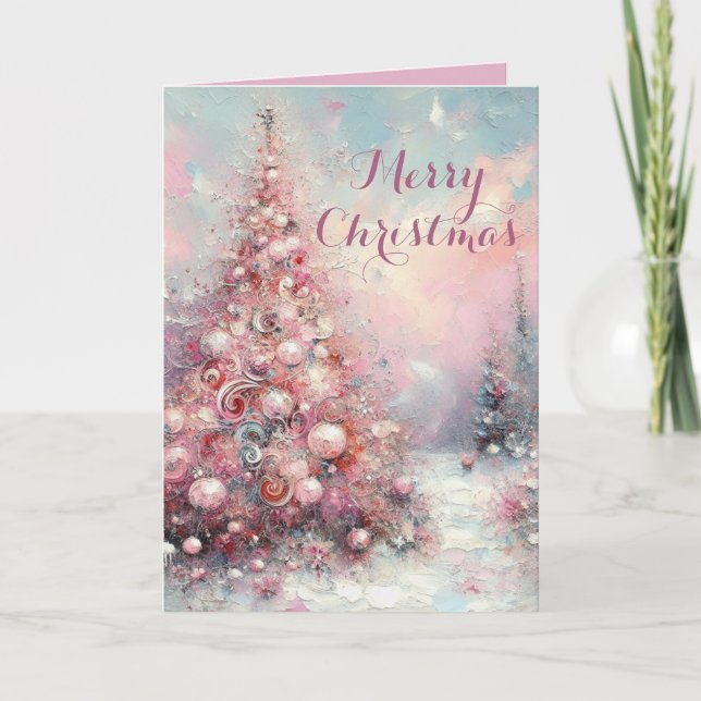 Whimsical Impressionistic Christmas Tree Holiday Card (Front)