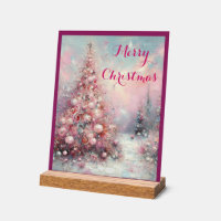 Whimsical Impressionistic Christmas Tree Pink