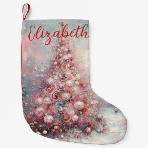 Whimsical Impressionistic Christmas Tree Small Christmas Stocking
