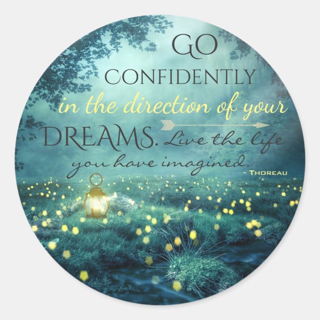Whimsical Inspiring Dreams Quote Classic Round Sticker (Front)