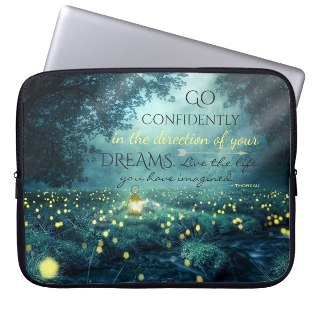 Whimsical Inspiring Dreams Quote Laptop Sleeve (Front)