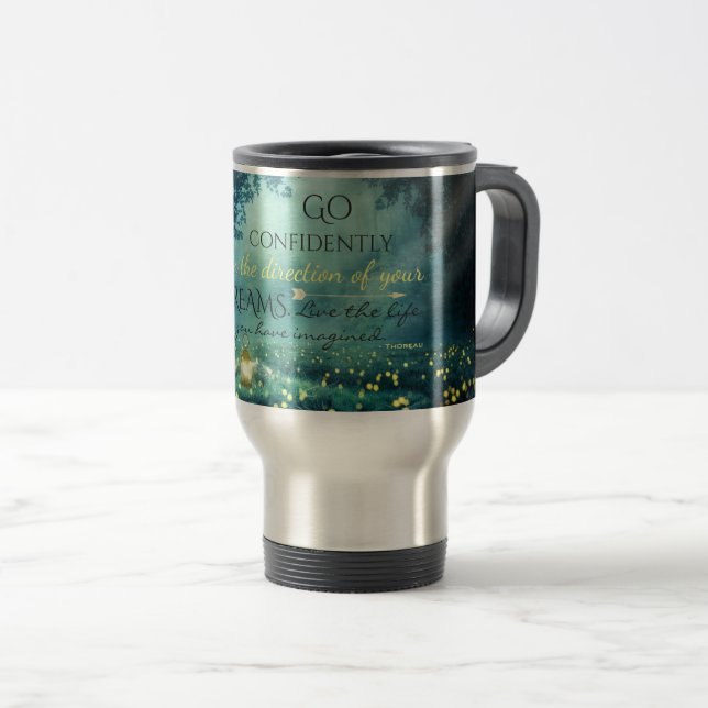 Whimsical Inspiring Dreams Quote Travel Mug (Front Right)