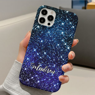 Whimsical iridescent blue Glitter monogram