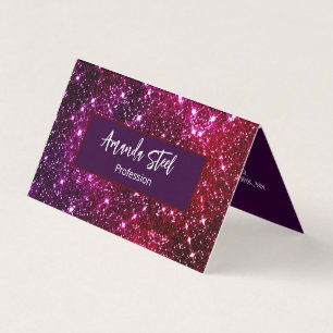 Whimsical iridescent pink Glitter monogram Business Card