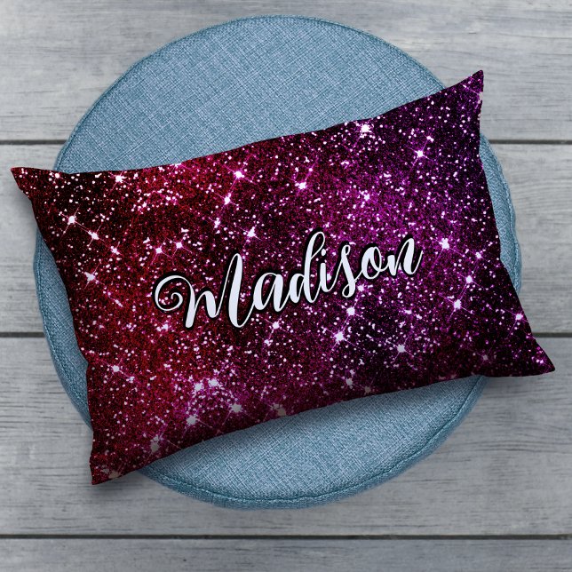 Whimsical iridescent pink Glitter monogram Decorative Cushion (Creator Uploaded)