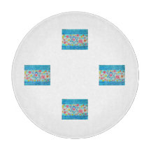 Whimsical Israeli flag bowl with flowers & hearts