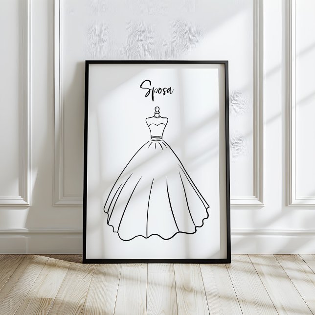 Whimsical Italian Bride Wedding Dress Art Poster (Creator Uploaded)