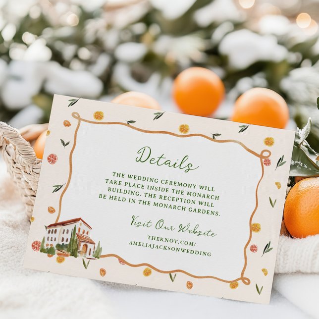 Whimsical Italian Citrus Wedding Details RSVP Card (Creator Uploaded)
