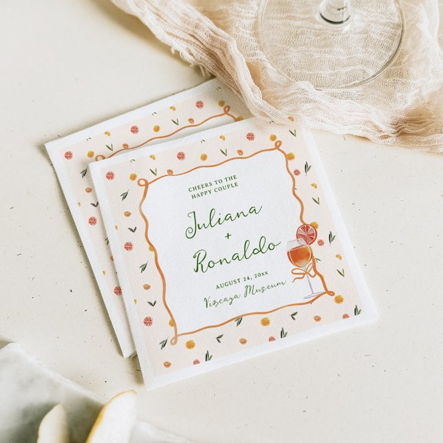 Whimsical Italian Citrus Wedding Napkin (Creator Uploaded)