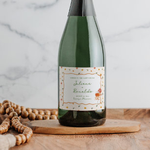 Whimsical Italian Citrus Wedding Sparkling Wine Label