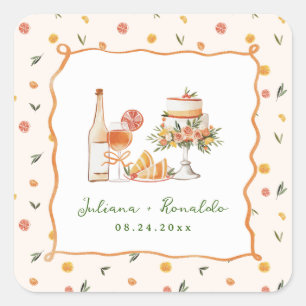 Whimsical Italian Citrus Wedding Square Sticker