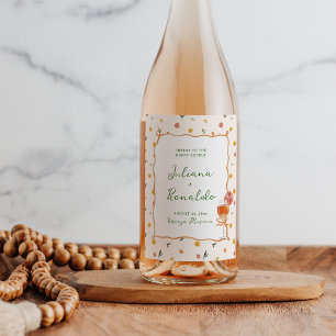 Whimsical Italian Citrus Wedding Wine Label