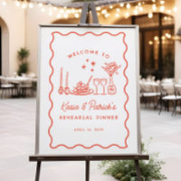 Whimsical Italian Doodle Rehearsal Dinner Sign