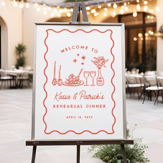 Whimsical Italian Doodle Rehearsal Dinner Sign (Creator Uploaded)