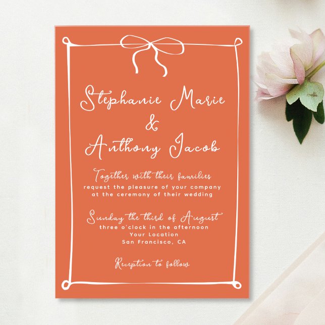 Whimsical Italian Sunset with White Bow Wedding Acrylic Invitations (Creator Uploaded)