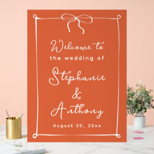 Whimsical Italian Sunset with White Bow Wedding Acrylic Sign