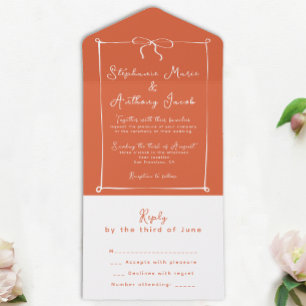 Whimsical Italian Sunset with White Bow Wedding All In One Invitation