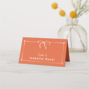 Whimsical Italian Sunset with White Bow Wedding  Place Card