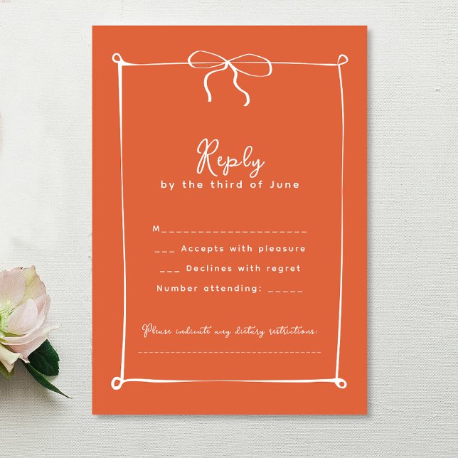 Whimsical Italian Sunset with White Bow Wedding RSVP Card (Creator Uploaded)