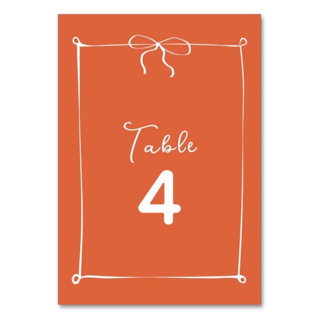 Whimsical Italian Sunset with White Bow Wedding Table Number (Front)
