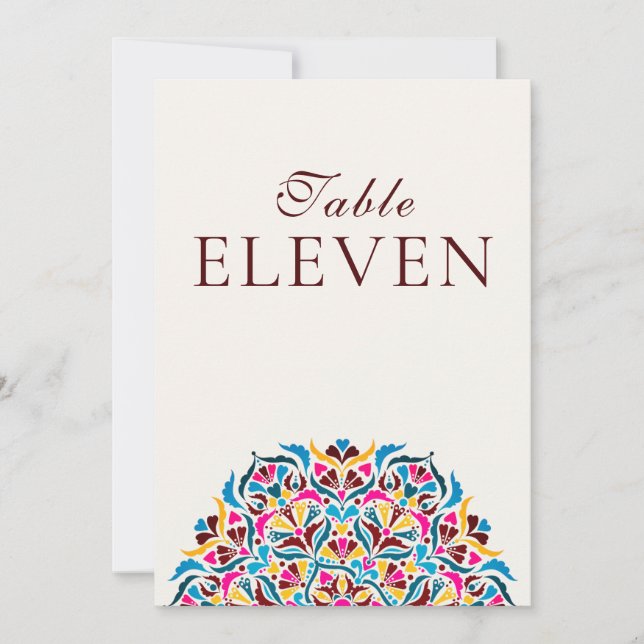 Whimsical Ivory Floral Border Wedding Table Number (Front)