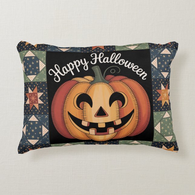Whimsical Jack-O'-Lantern Throw Pillow Cover (Front)