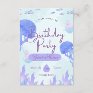Whimsical Jellyfish Underwater Birthday Invitation