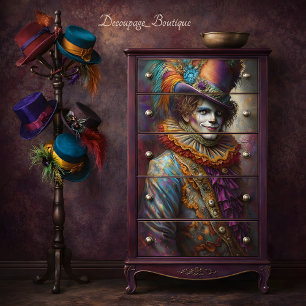 Whimsical Jester Decoupage Tissue Paper