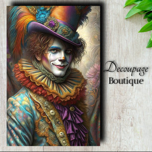 Whimsical Jester Decoupage Tissue Paper