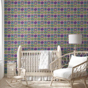 Whimsical Jewel Tones Hand drawn Boho peach Wallpaper