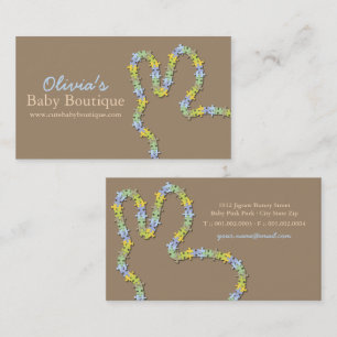 Whimsical Jigsaw Puzzle Pastel Blue Baby Bunny Business Card