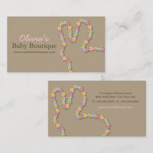 Whimsical Jigsaw Puzzle Pastel Pink Baby Bunny Business Card