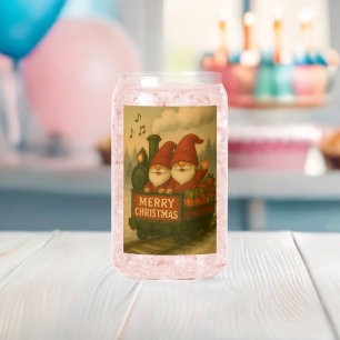 Whimsical Jolly Gnomes Musical Express Can Glass